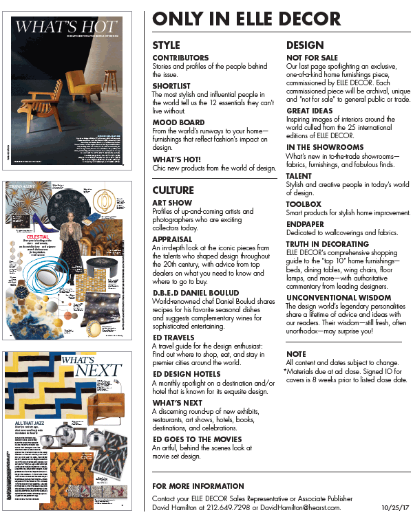 ELLE Decor Media Kit Editorial Features